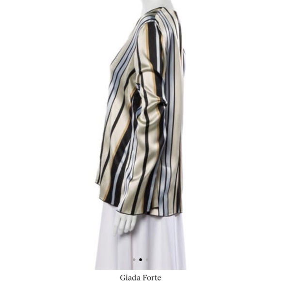 Giada Forte striped V-neck Blouse designer size 2 - Picture 2 of 5